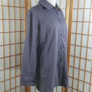 Eileen Fisher purple cotton coat with snap closure